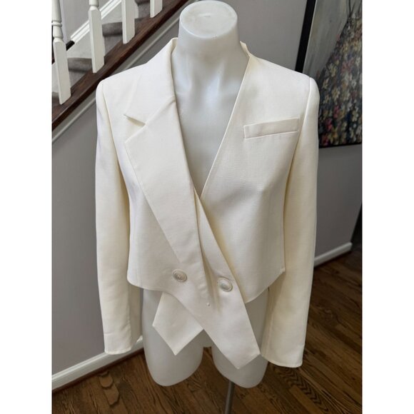 AKRIS Amie Short Wool Double-Face Jacket Blazer Vanilla White Size 4 $3,490 - Picture 3 of 5